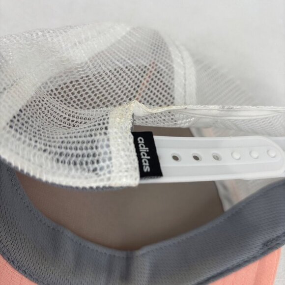 Adidas Snapback Baseball Cap Womens One Size Three Stripe Life Trucker Cap Peach - Picture 3 of 8